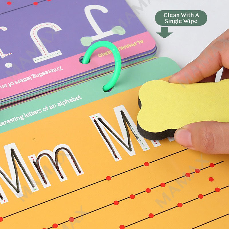 Kids Pen Control Training Card Reusable&Erasable 52 Pages/26 Double Sided Cards