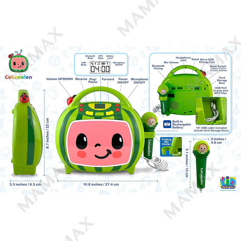 Rechargeable Cocomelon Karaoke Machine With Microphone