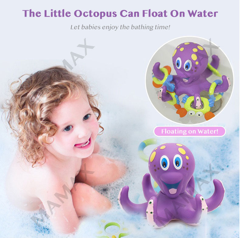 6-in-1 Baby Floating Ring Octopus Bath&Water Play Interactive Toy Set★Toddler/Kids Shower Game Toy Combo