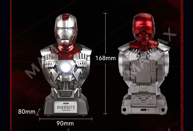 Official License Collectible Iron Man MK5 Dual 5W Bluetooth Speaker With Openable Magnetic Head Sculpt