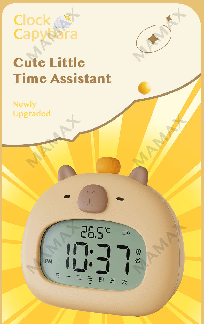 Cute Capybara Smart Clock With Night Light➕Preset 3 Sets Alarm★Snooze Mode