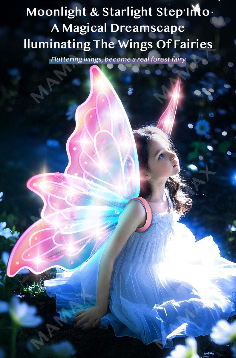 Kids Wearable Electric Fairy Wings With Lights & Music★Butterfly Flapping Wings