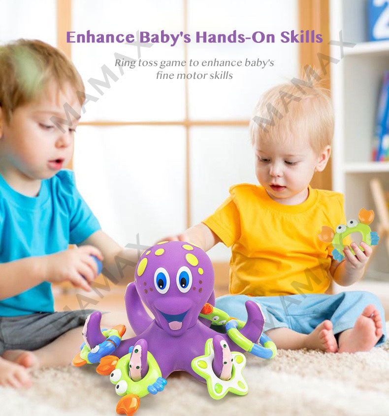 6-in-1 Baby Floating Ring Octopus Bath&Water Play Interactive Toy Set★Toddler/Kids Shower Game Toy Combo