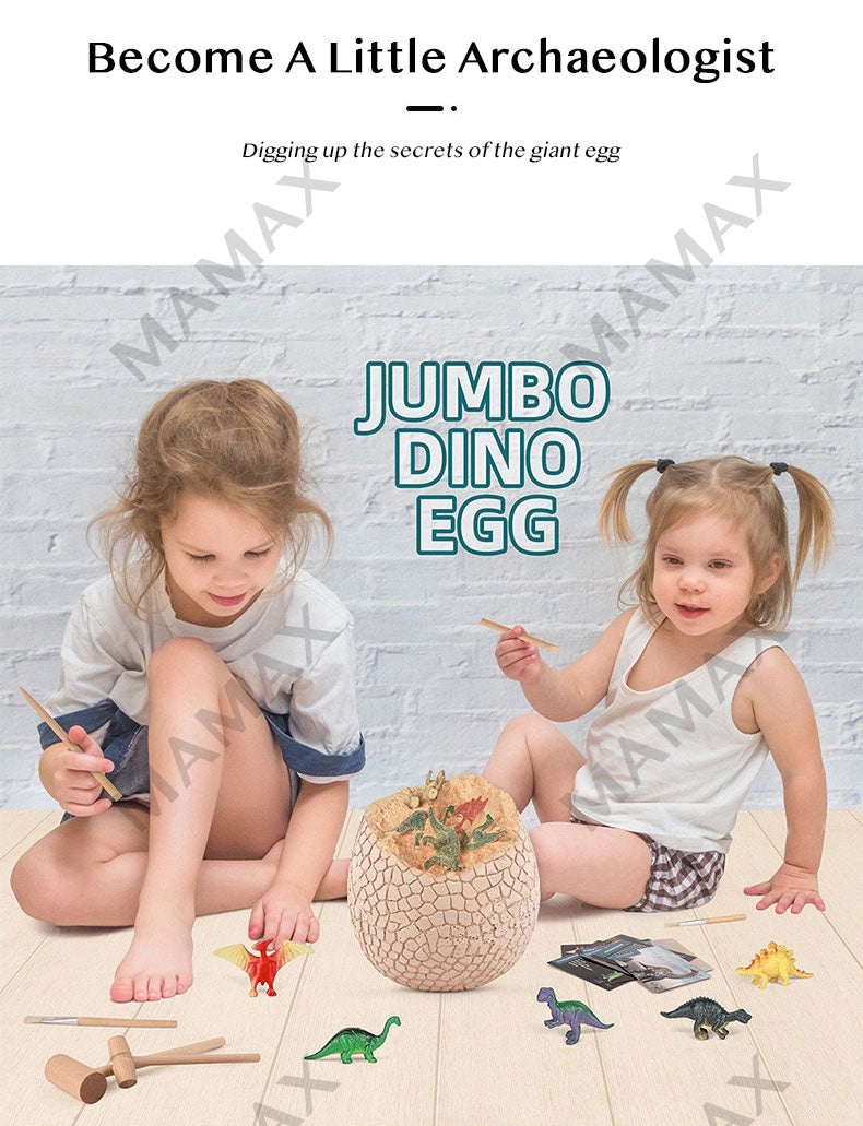 Big Jumbo Dinosaur Egg Digging Kit With 14 Dinosaur Toys and Digging Tools