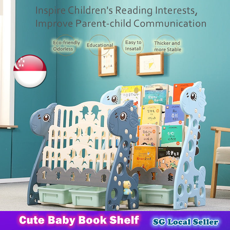 Cute Baby 4-tier Book Shelf with 2 Storage Boxes★