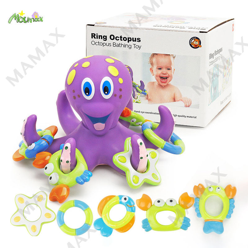 6-in-1 Baby Floating Ring Octopus Bath&Water Play Interactive Toy Set★Toddler/Kids Shower Game Toy Combo