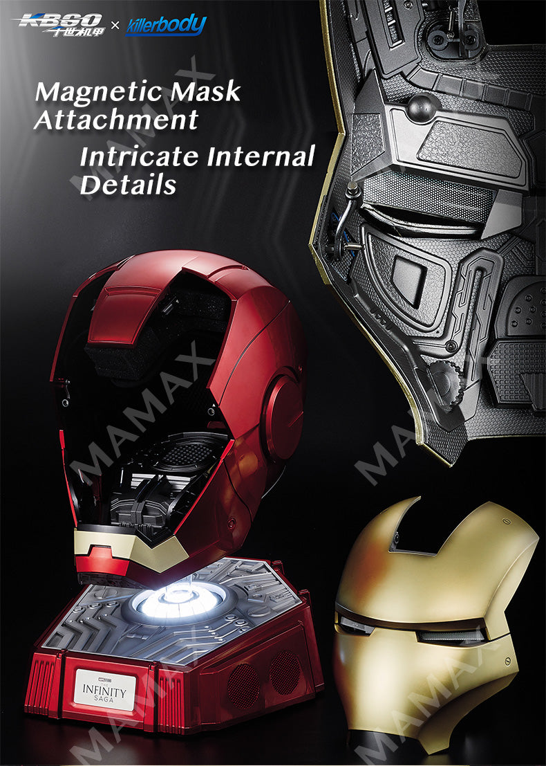 1:1 Scale Wearable Iron Man Helmet Bluetooth Speaker★Voice/Remote/Touch Control✅LED Eye Lights✅