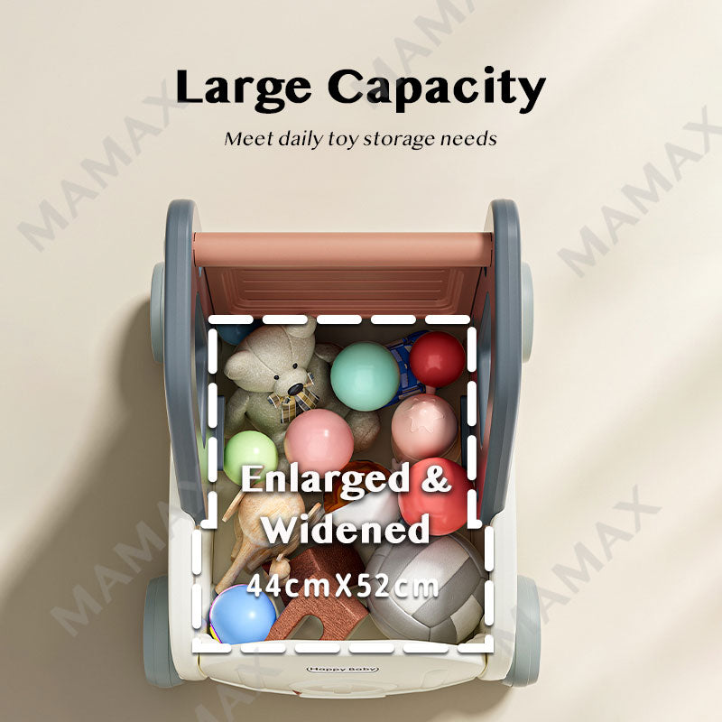 4-in-1 Multi-Purpose Baby Storage Walker/Push Cart With Pulling Rope&Adjustable Handle Bar★Toddler/Kids Walker