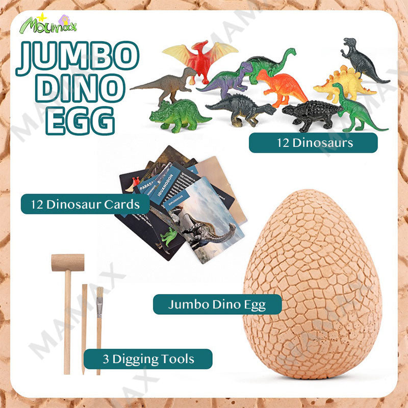 Big Jumbo Dinosaur Egg Digging Kit With 14 Dinosaur Toys and Digging Tools