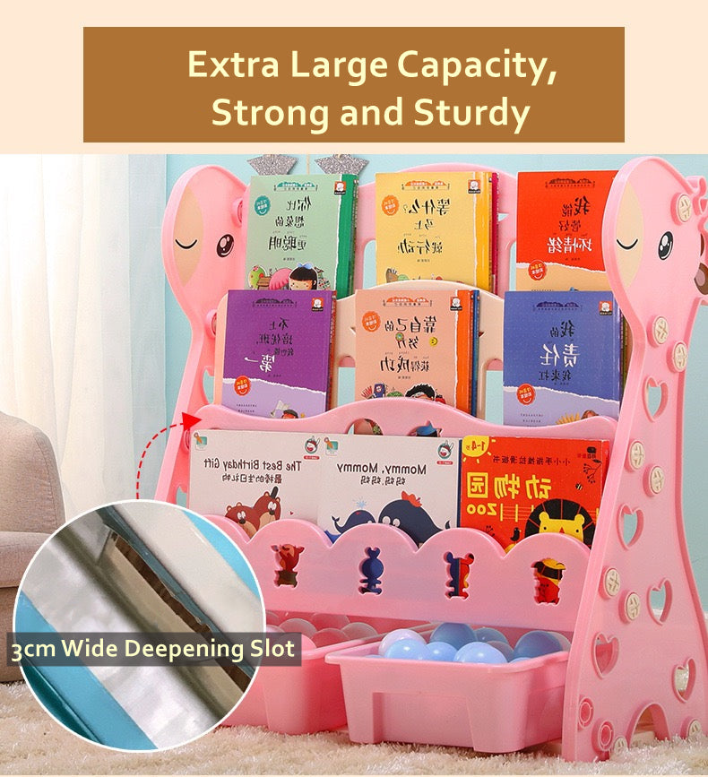 Cute Baby 4-tier Book Shelf with 2 Storage Boxes★