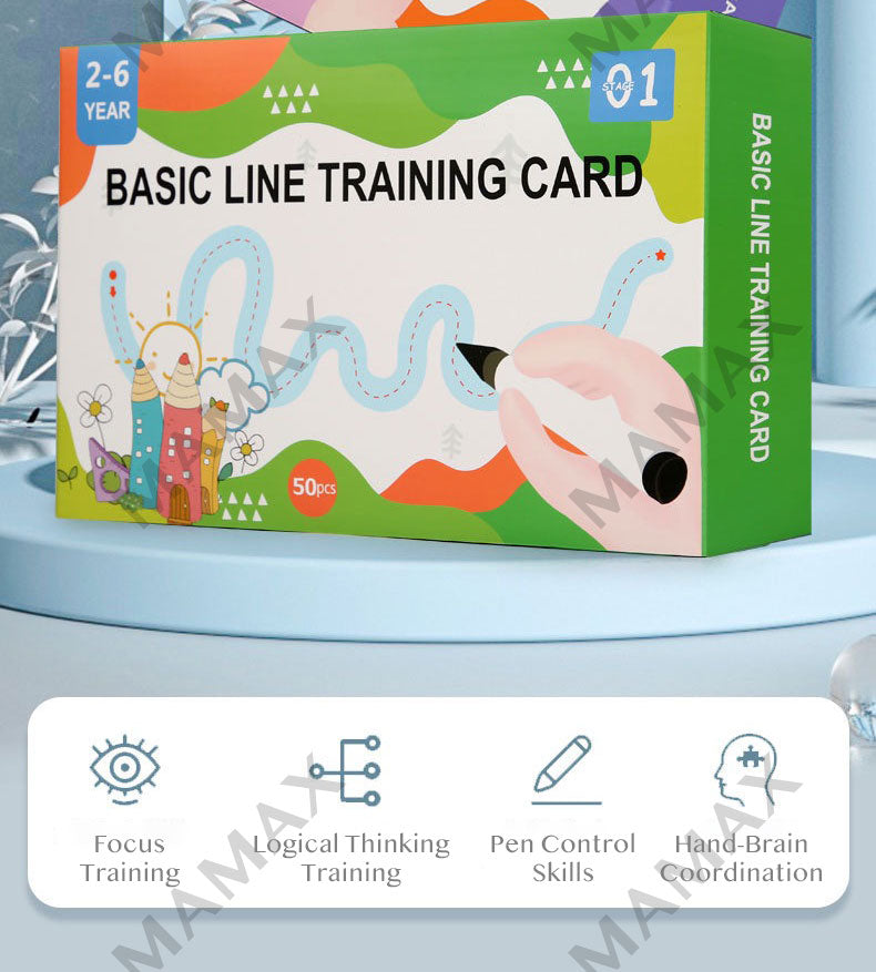 Kids Pen Control Training Card Reusable&Erasable 52 Pages/26 Double Sided Cards