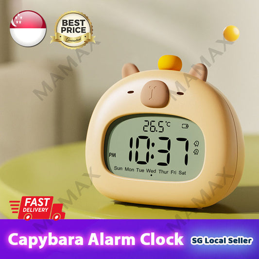 Cute Capybara Smart Clock With Night Light➕Preset 3 Sets Alarm★Snooze Mode