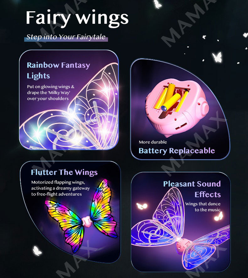 Kids Wearable Electric Fairy Wings With Lights & Music★Butterfly Flapping Wings