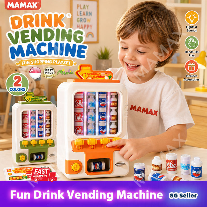 Large Size Kids Drink Vending Machine Toy★Coin Insert Pretend Play Set✅With Light & Sound✅