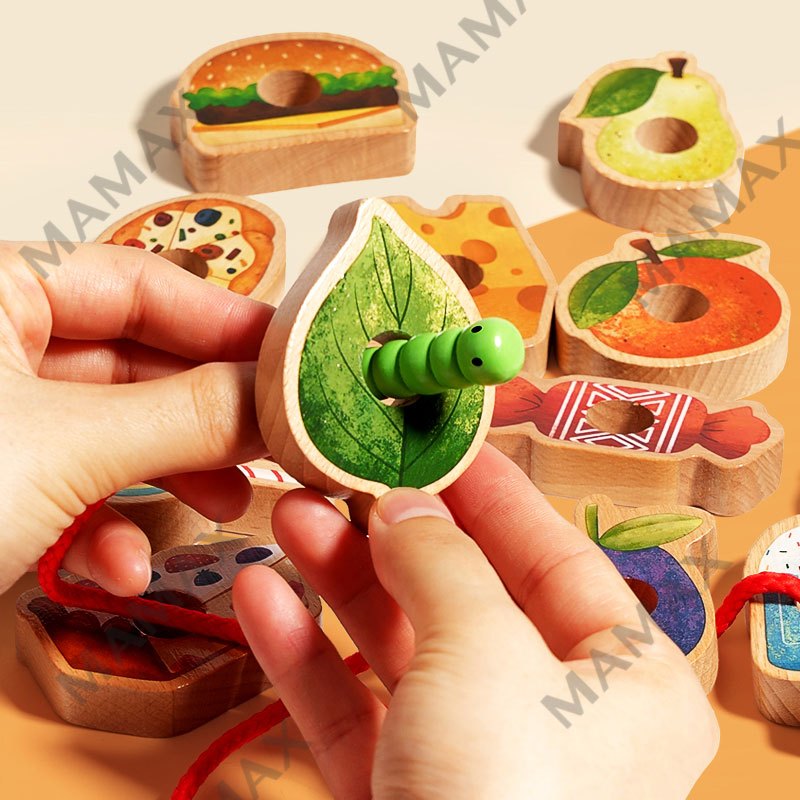 Wooden Greedy Caterpillar Rope Toy Set Designed For Children