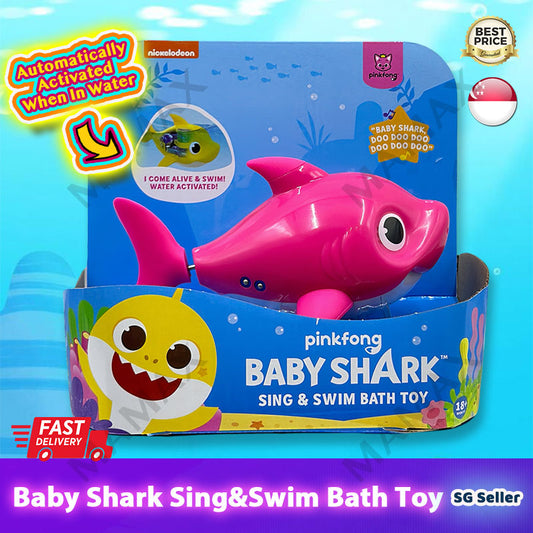 Robo Alive Junior Pink Fong Baby Shark Sing&Swim Bath Toy★Water Activated