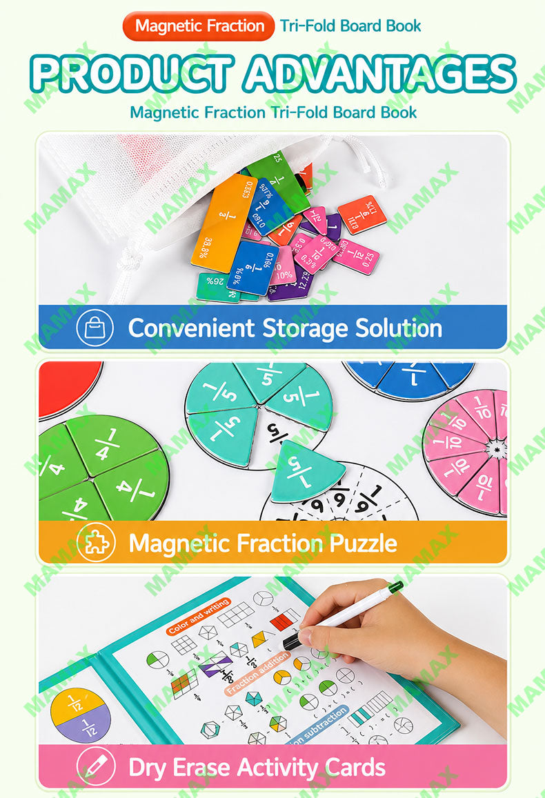 Magnetic Fraction Learning Board Play Book★Math Manipulatives Educational Toy✅