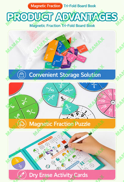 Magnetic Fraction Learning Board Play Book★Math Manipulatives Educational Toy✅