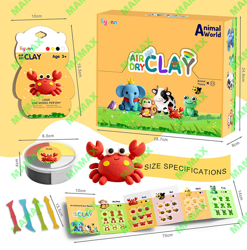 Themed Air Dry Clay DIY Combo Kit for Kids 3+★Marine&Animal World 12 Themes✅