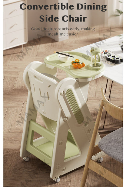 Multi-Functional Adjustable Baby High Chair With Storage Box&360° Universal Wheels