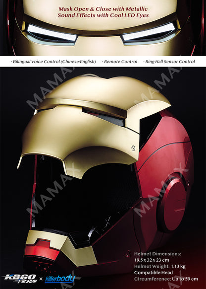 1:1 Scale Wearable Iron Man Helmet Bluetooth Speaker★Voice/Remote/Touch Control✅LED Eye Lights✅