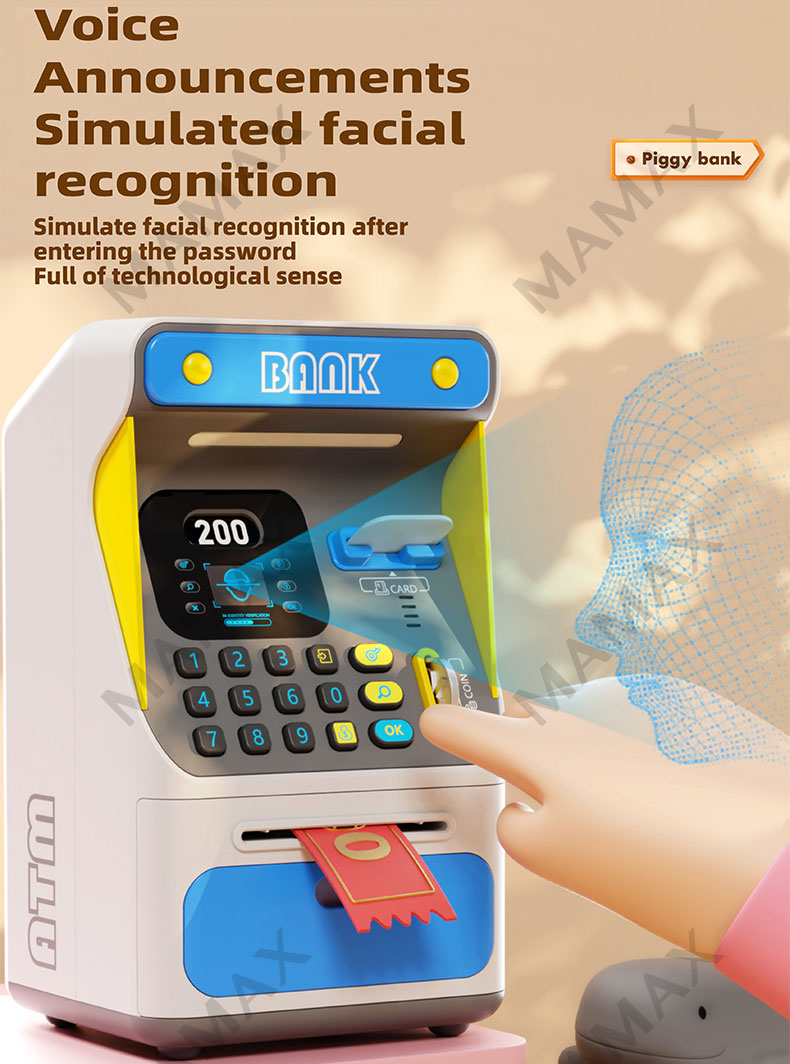 Electronic Kids Smart ATM Machine Toy★Password Piggy Bank with Voice&Face Recognition