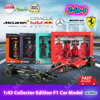 2in1 1:43 Premium Collector's Edition F1 Car Model Series 2023 Toy Gift Set★NEW Packaging★