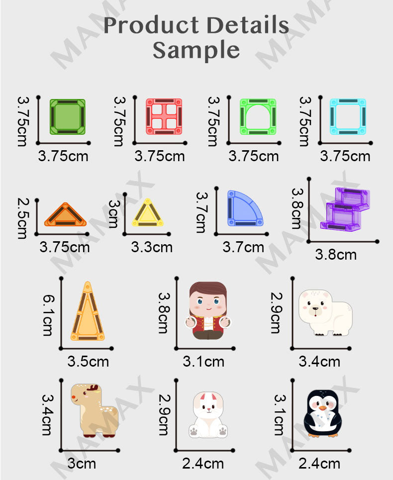 Themed Mini Magnetic Tiles Set 32/35Pcs★Portable Tin Box