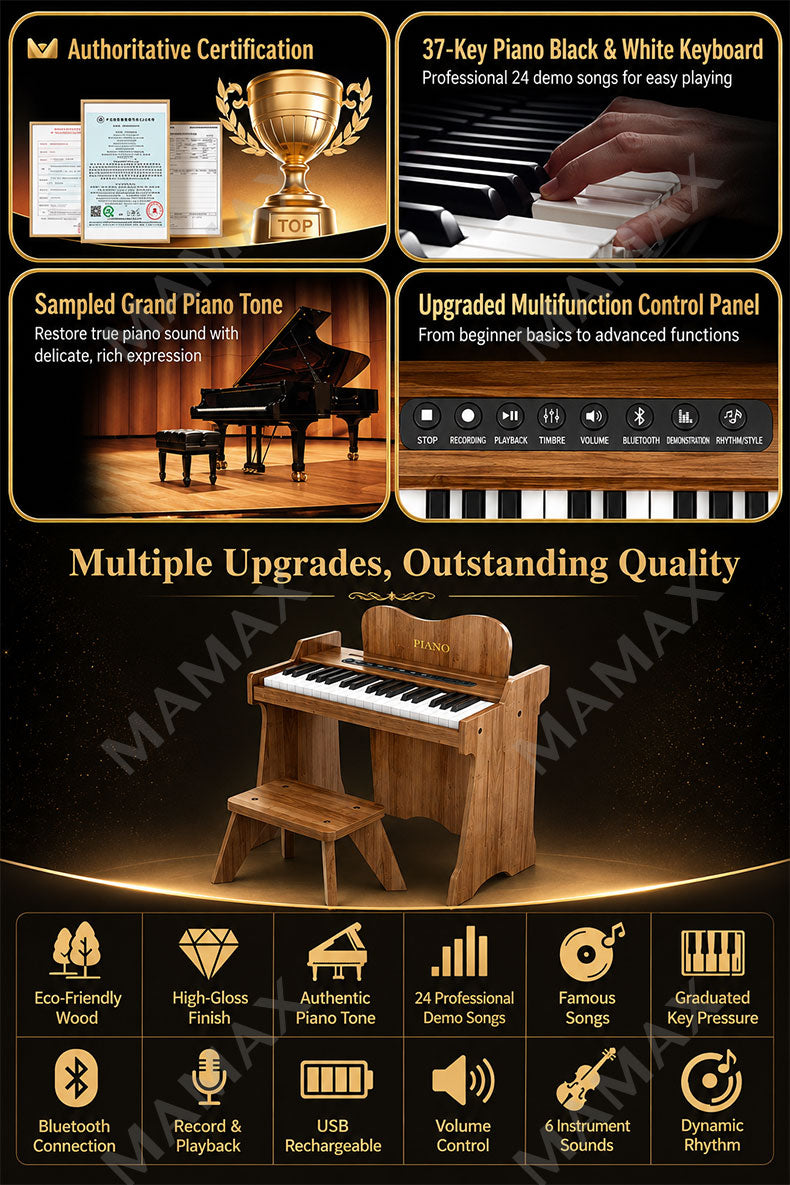 Premium 37 Keys Wooden Electronic Piano for Kids★