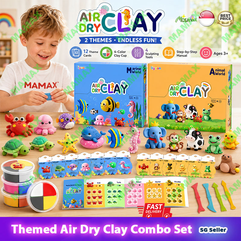 Themed Air Dry Clay DIY Combo Kit for Kids 3+★Marine&Animal World 12 Themes✅