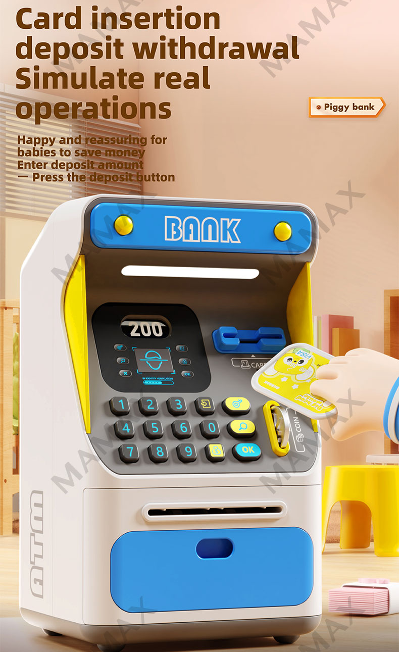 Electronic Kids Smart ATM Machine Toy★Password Piggy Bank with Voice&Face Recognition