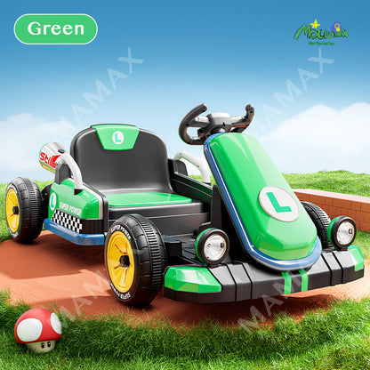 🎉NEW🎉24V Kids Electric Mario Drfiting Retractable-Length Go-Kart With Remote Control➕Music➕LED Lighting★