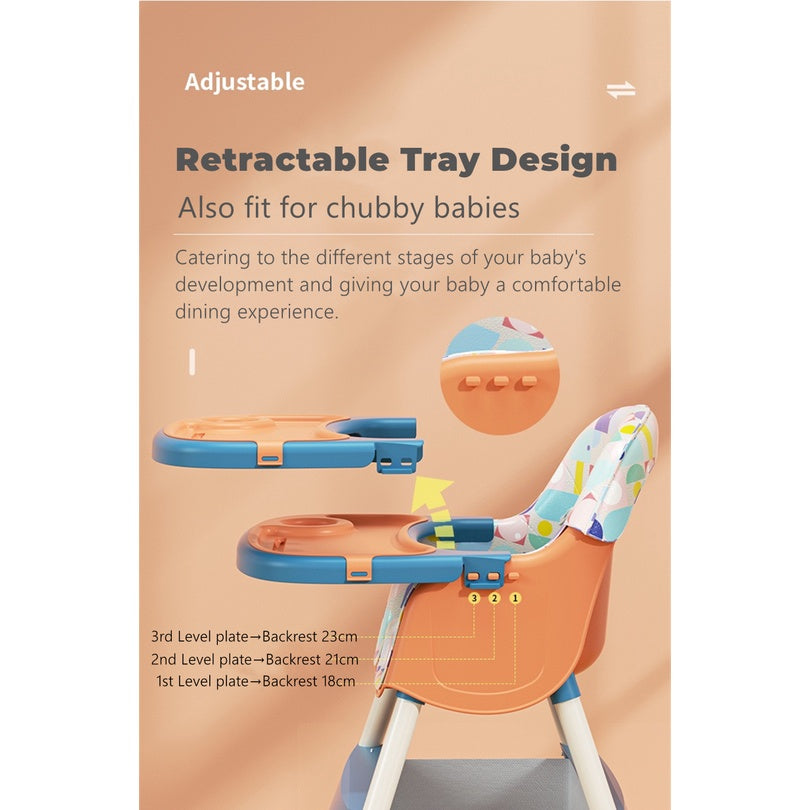 Multi-functional Adjustable Baby High Chair with Storage Box