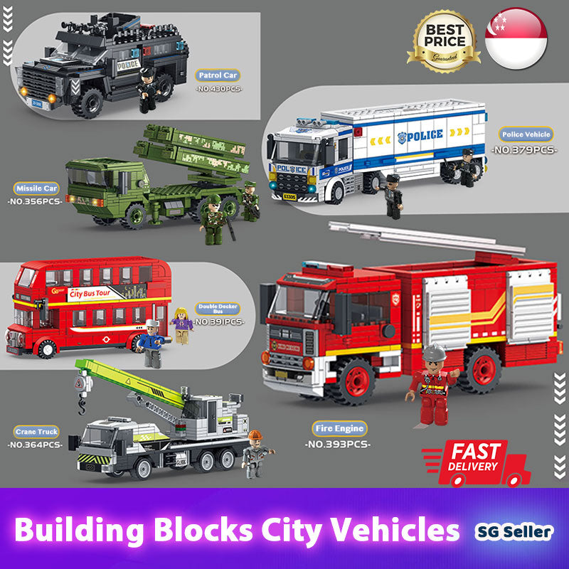 City Vehicles Series Building Blocks 300+ pcs Bricks Set★6 Designs Available🎉