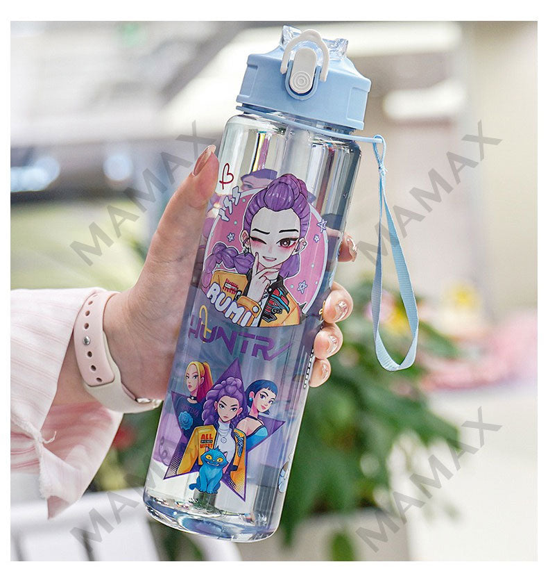 750ml K-Pop Demon Hunters Water Bottle★One Touch Open✅Leakproof✅