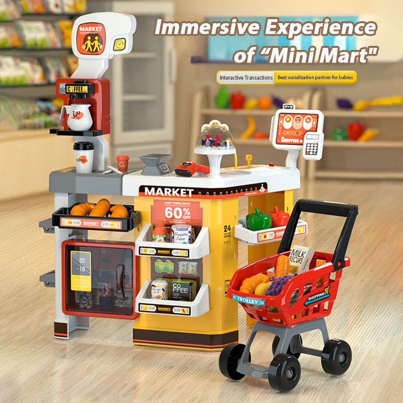 Multi-functional Supermarket + Shopping Cart Playset