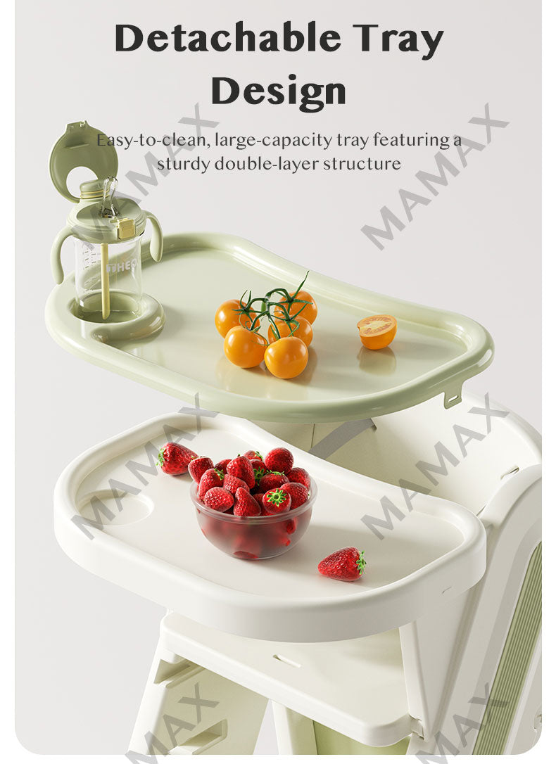 Multi-Functional Adjustable Baby High Chair With Storage Box&360° Universal Wheels