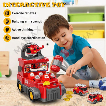 Whac-A-Mole Truck Toy★Firefighter/Police/Construction Car✅1 FREE RADOM MINI CAR🎁