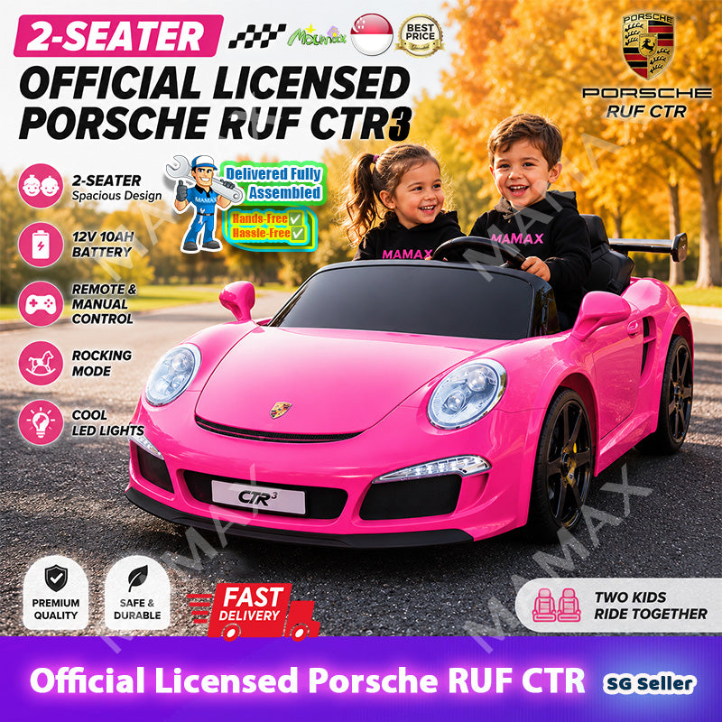 MAMAX🔥NEW🔥2-Seater Official Licensed Porsche RUF CTR3 Kids Electric Ride On Toy Car★