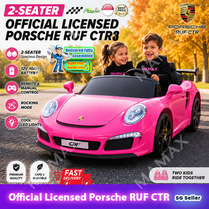 MAMAX🔥NEW🔥【SG Ready Stock】2-Seater Official Licensed Porsche RUF CTR3 Kids Electric Ride On Toy Car★