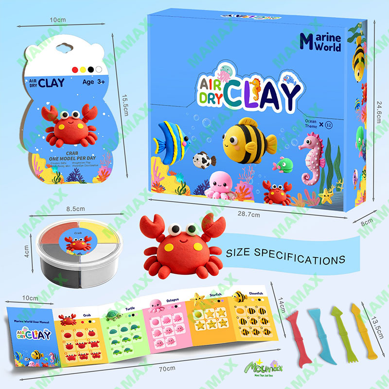 Themed Air Dry Clay DIY Combo Kit for Kids 3+★Marine&Animal World 12 Themes✅