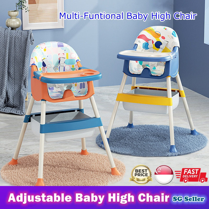 Multi-functional Adjustable Baby High Chair with Storage Box