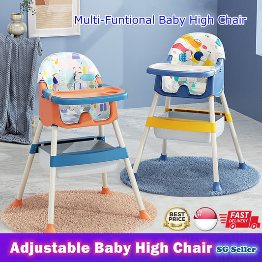 Multi-functional Adjustable Baby High Chair with Storage Box