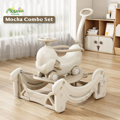 4-in-1 Baby Rocking Horse&Bouncer Combo Set★Rock➕Bounce➕Push➕Ride✅