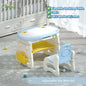 Kids Cute Hippo Multifunctional Adjustable Study Table + Chair Set With FREE Marker& Eraser