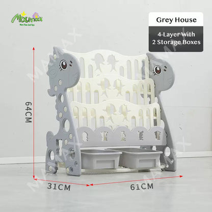 Cute Baby 4-tier Book Shelf with 2 Storage Boxes★