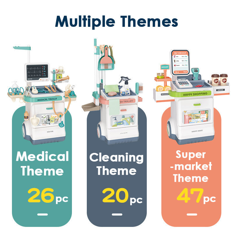 Kids Pretend Play Toy Playset★Medical/Doctor√Cleaning Theme with Vacuum Cleaners√Supermarket/Shopping Theme√