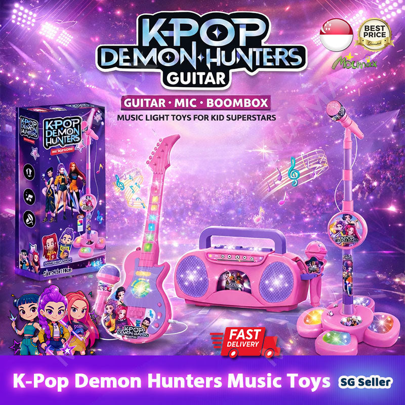 Kids K-Pop Demon Hunters Music Toy★Light-Up Guitar✅Microphone✅Singing Machine/Boombox