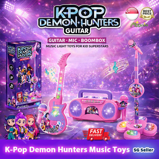 Kids K-Pop Demon Hunters Music Toy★Light-Up Guitar✅Microphone✅Singing Machine/Boombox