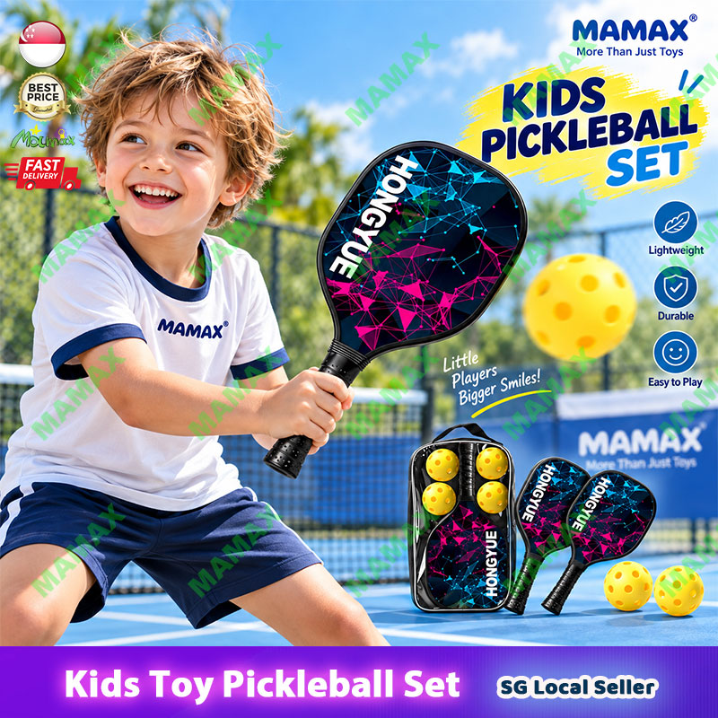 MAMAX【SG Ready Stock】Kids Lightweight Pickleball Set 2 Paddles+4 Balls+Storage Bag